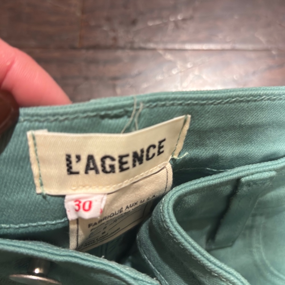 L'AGENCE: TEAL COATED STRAIGHT-LEG JEANS - Picture 8 of 9